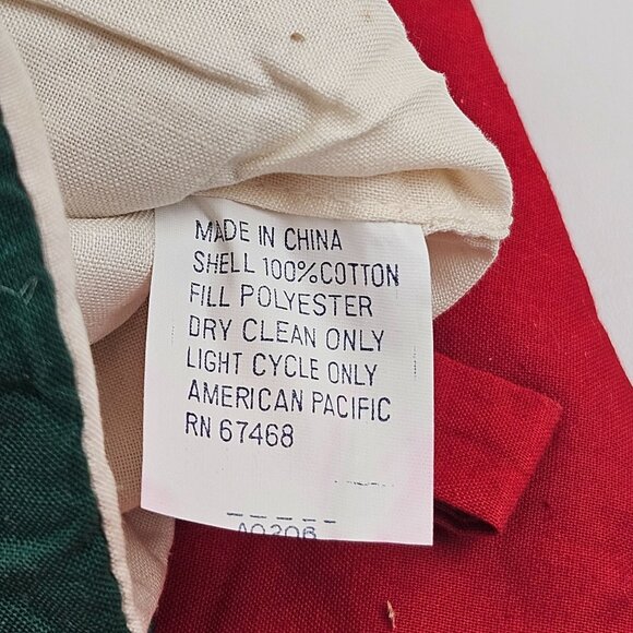 American Pacific Stocking Red Green Trim Bells White Bows Vintage Christmas - Picture 9 of 9